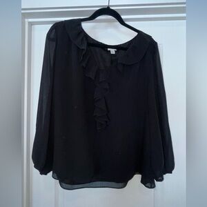 J. Crew Factory Black Ruffle Blouse